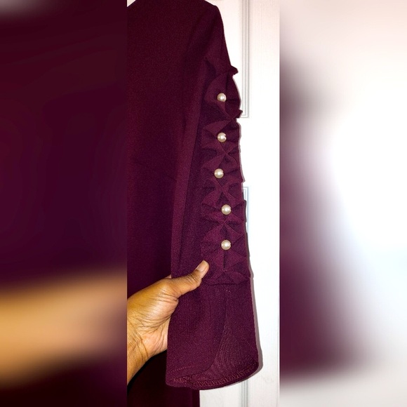 NWT Women's LABEL by Twelve Pearl-Embellished Sleeve Dress, Sz. 10 - Picture 3 of 6